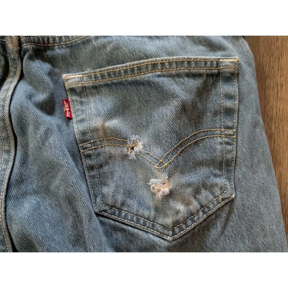 Vintage Levi's 501 Original Straight Fit Button Fly Jeans Distressed Size 34x34